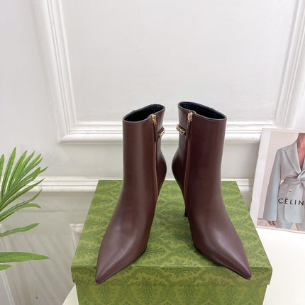 SIGNORIA SHORT BOOTS 10.5CM IN WALNUT BROWN CALFSKIN