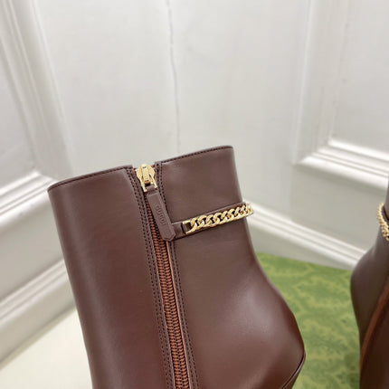 SIGNORIA SHORT BOOTS 10.5CM IN WALNUT BROWN CALFSKIN