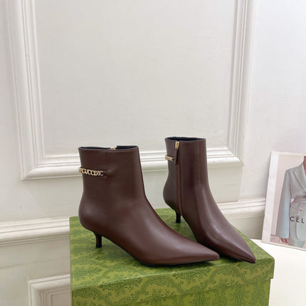 SIGNORIA SHORT BOOTS 4.5CM IN WALNUT BROWN CALFSKIN
