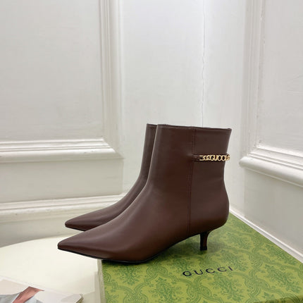 SIGNORIA SHORT BOOTS 4.5CM IN WALNUT BROWN CALFSKIN