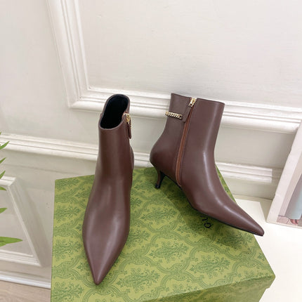 SIGNORIA SHORT BOOTS 4.5CM IN WALNUT BROWN CALFSKIN