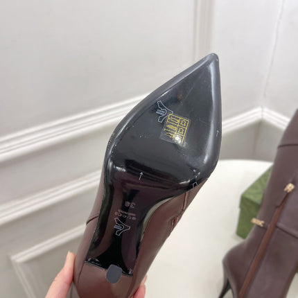 SIGNORIA KNEE BOOTS 10.5CM IN WALNUT BROWN CALFSKIN