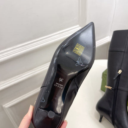 SIGNORIA KNEE BOOTS 4.5CM IN BLACK CALFSKIN