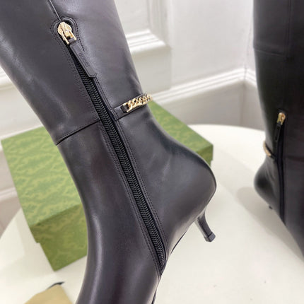 SIGNORIA KNEE BOOTS 4.5CM IN BLACK CALFSKIN