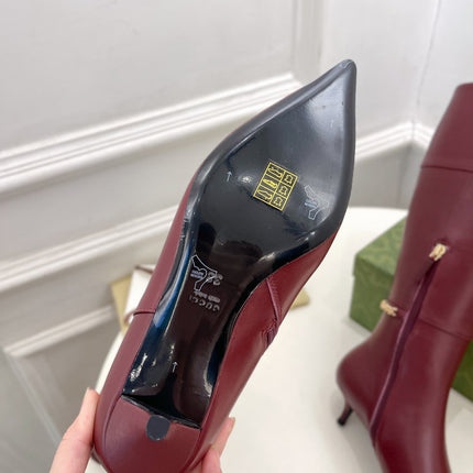 SIGNORIA KNEE BOOTS 4.5CM IN BURGUNDY RED CALFSKIN