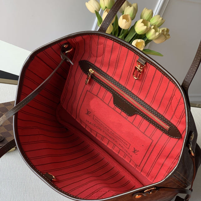NEVER FULL MM WITH DUSTBAG DAMIER EBENE CANVAS 29CM