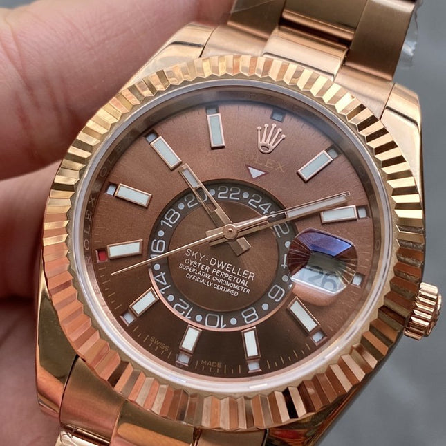 SKY-DWELLER 42 ROSE GOLD BROWN DIAL