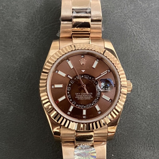 SKY-DWELLER 42 ROSE GOLD BROWN DIAL