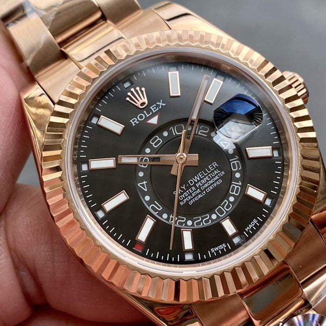 SKY-DWELLER 42 ROSE GOLD BLACK DIAL