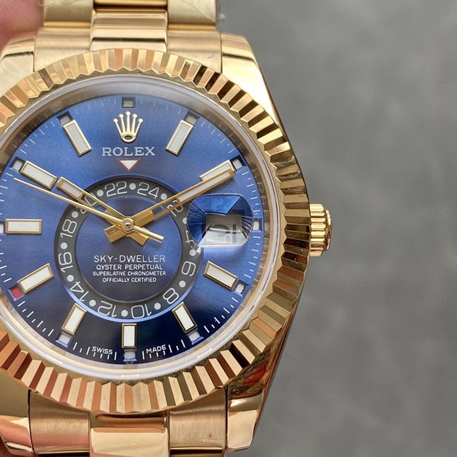 SKY-DWELLER 42 YELLOW GOLD BLUE DIAL