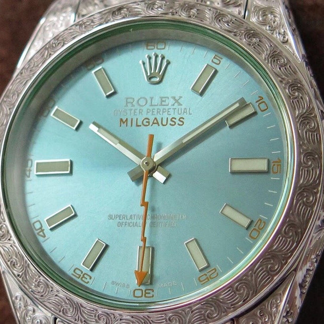 MILGAUSS 40MM STAINLESS STEEL ENGRAVED CASE BLUE DIAL