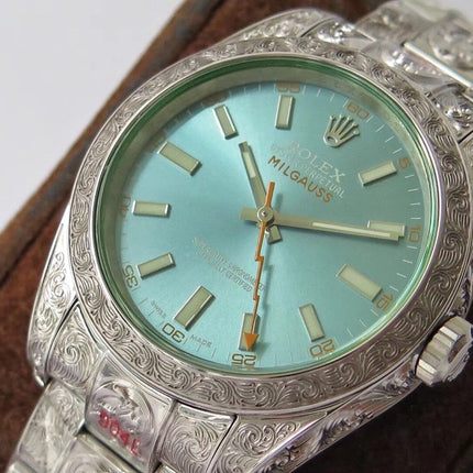 MILGAUSS 40MM STAINLESS STEEL ENGRAVED CASE BLUE DIAL
