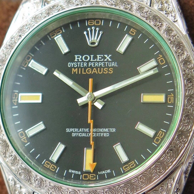 MILGAUSS 40MM STAINLESS STEEL GREEN BLACK ORANGE DIAL