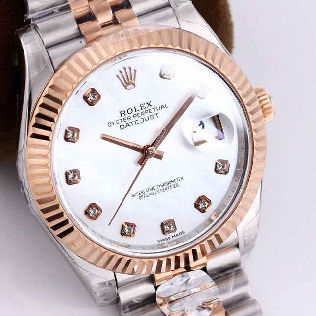 DATEJUST 41MM TWO-TONE WHITE DIAL DIAMOND NUMERAL