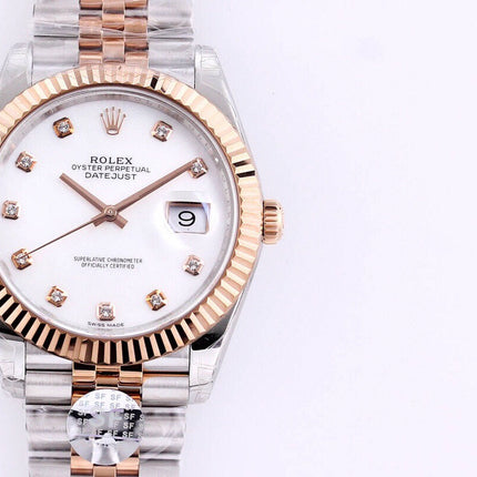 DATEJUST 41MM TWO-TONE WHITE DIAL DIAMOND NUMERAL