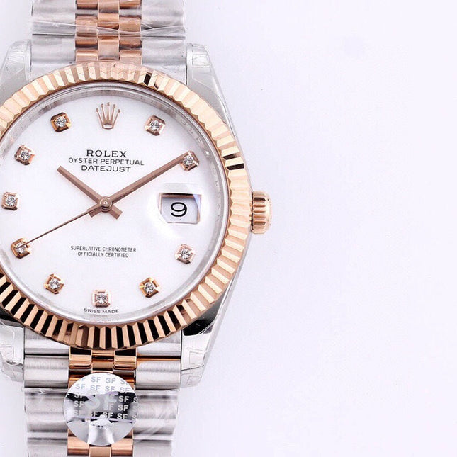 DATEJUST 41MM TWO-TONE WHITE DIAL DIAMOND NUMERAL