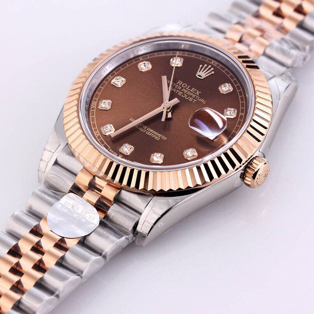DATEJUST 41 ROSE GOLD STEEL CHOCOLATE DIAMOND DIAL