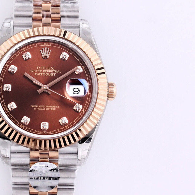DATEJUST 41 ROSE GOLD STEEL CHOCOLATE DIAMOND DIAL