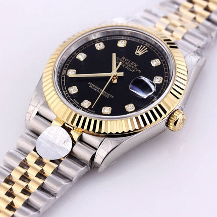 DATEJUST 41 TWO-TONE BLACK DIAL DIAMOND NUMERALS