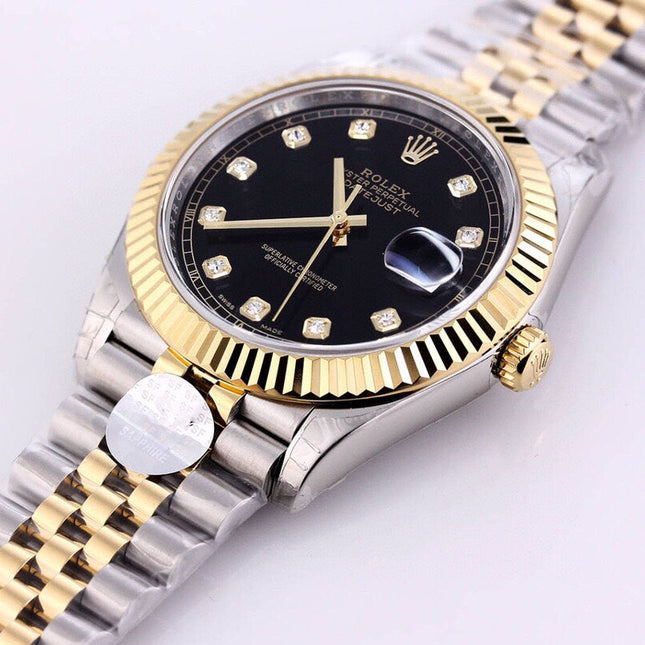 DATEJUST 41 TWO-TONE BLACK DIAL DIAMOND NUMERALS