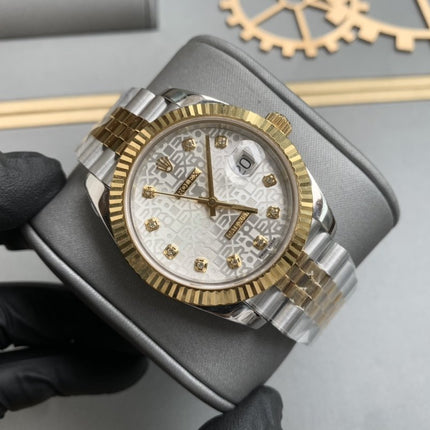 DATEJUST 41 TWO-TONE GREY DIAL DIAMOND NUMERALS