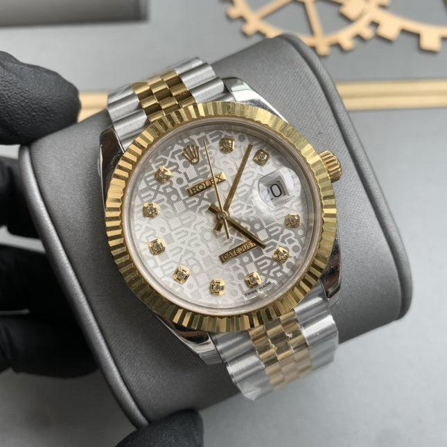 DATEJUST 41 TWO-TONE GREY DIAL DIAMOND NUMERALS