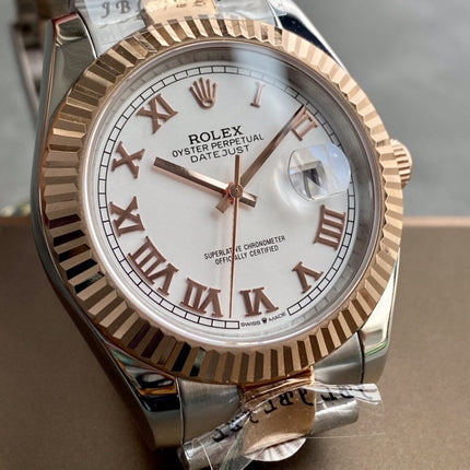 DATEJUST II GOLD STEEL WHITE DIAL ARABIC NUMERALS OYSTER BRACELET