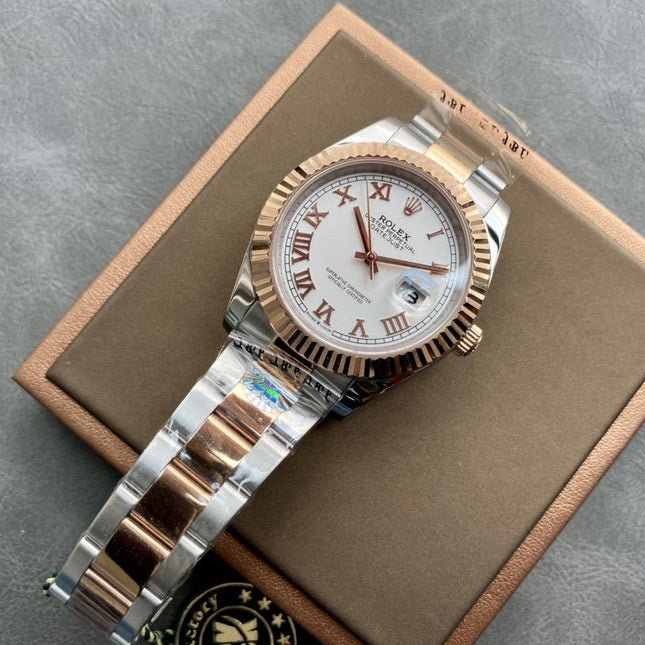 DATEJUST II GOLD STEEL WHITE DIAL ARABIC NUMERALS OYSTER BRACELET