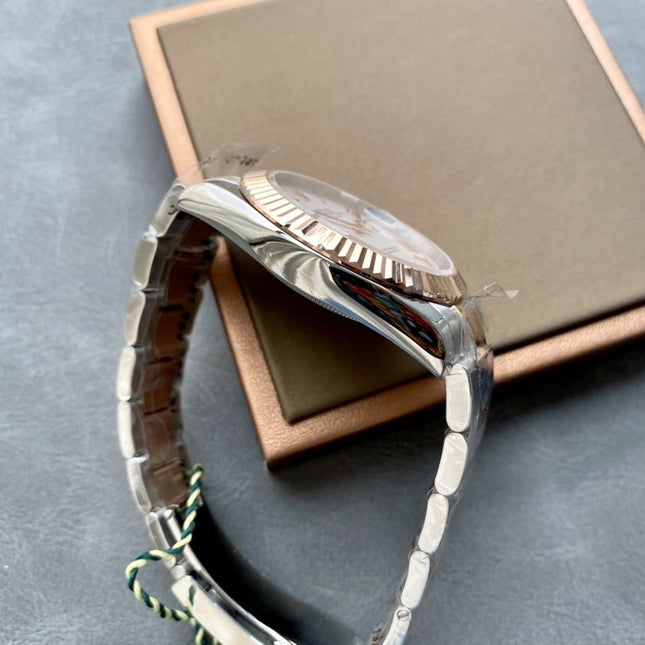 DATEJUST II GOLD STEEL WHITE DIAL ARABIC NUMERALS OYSTER BRACELET