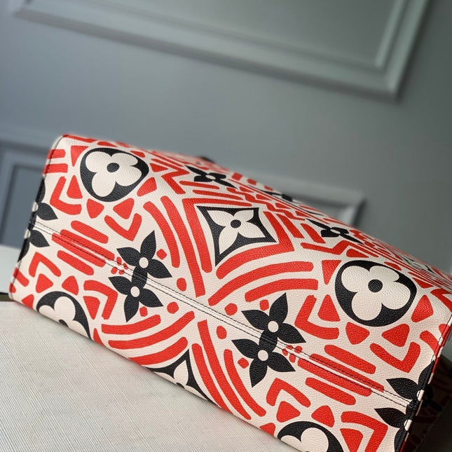 LV CRAFTY ONTHEGO GM CREAM AND RED MONOGRAM GIANT CANVAS