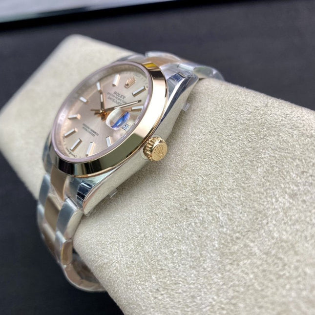 DATEJUST 41MM SMOOTH BEZEL GOLD STEEL GREY DIAL