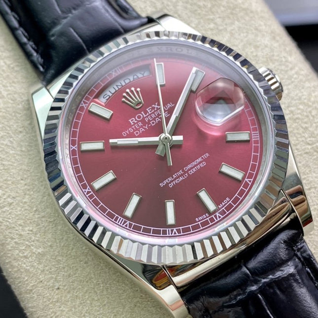 DAY-DATE 41MM STAINLESS STEEL RED DIAL