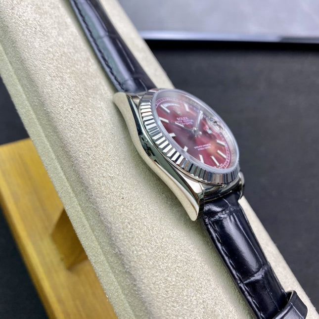 DAY-DATE 41MM STAINLESS STEEL RED DIAL