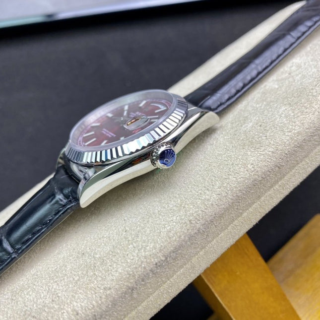 DAY-DATE 41MM STAINLESS STEEL RED DIAL