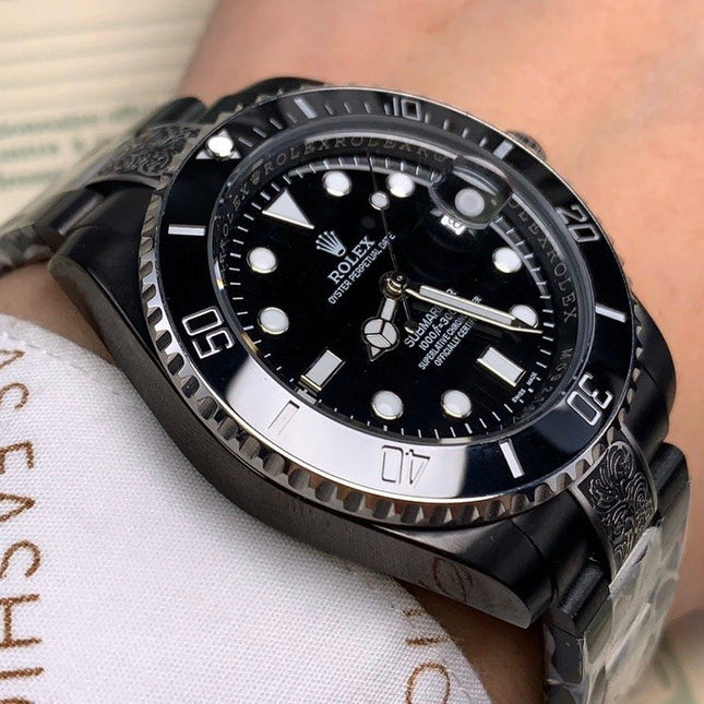 SUBMARINER DATE 40 CUSTOM ALL BLACK HAND ENGRAVED