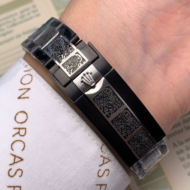 SUBMARINER DATE 40 CUSTOM ALL BLACK HAND ENGRAVED