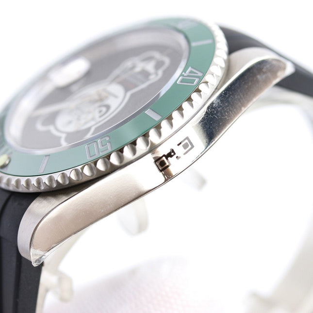 SUBMARINER DATE 40MM CUSTOM STEEL GREEN BEZEL BLACK BEAR DIAL
