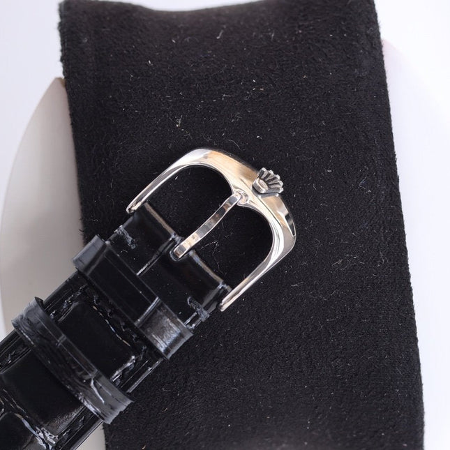 DATEJUST 40MM SMOOTH BEZEL STEEL CASE BLACK LEATHER