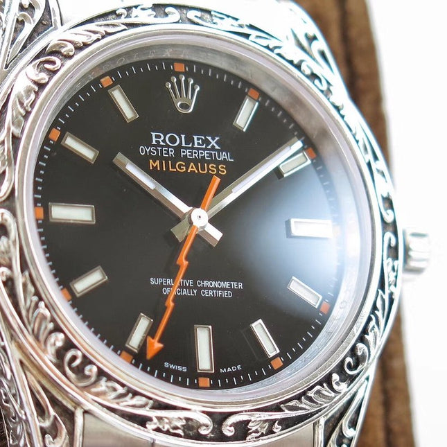 MILGAUSS 40 HAND ENGRAVED CASE BLACK DIAL