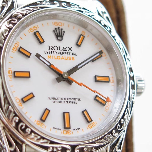 MILGAUSS 40 HAND ENGRAVED CASE WHITE DIAL