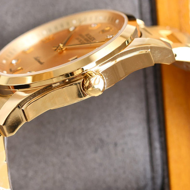 DATEJUST 41MM SMOOTH BEZEL GOLD CASE DIAMOND NUMERALS