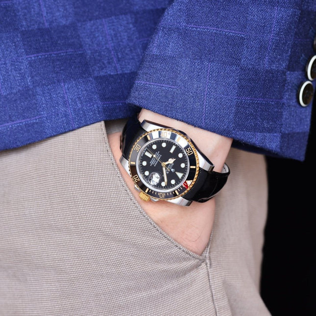 SUBMARINER DATE 40 STEEL CASE GOLD BLACK CERAMIC LEATHER