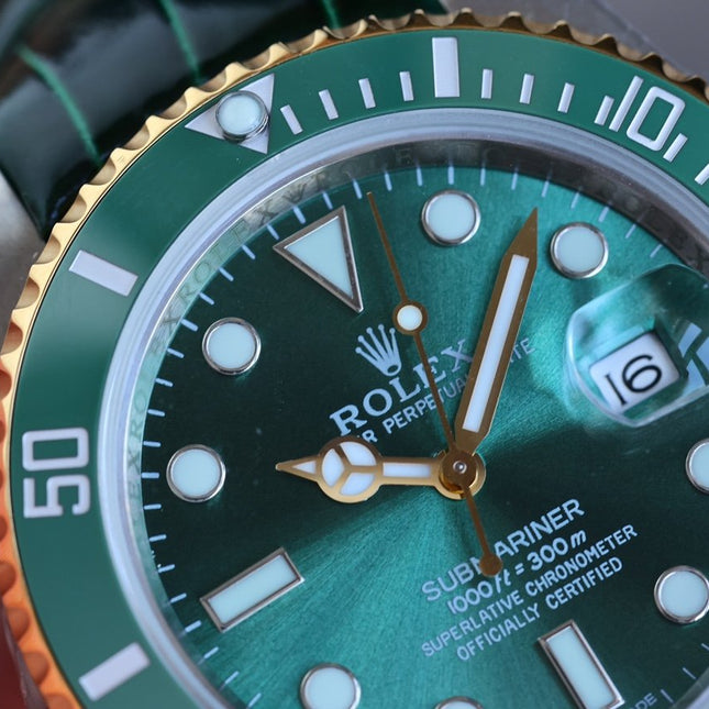 SUBMARINER DATE 40 STEEL CASE GOLD GREEN CERAMIC LEATHER