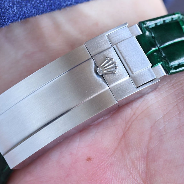 SUBMARINER DATE 40 STEEL CASE GOLD GREEN CERAMIC LEATHER