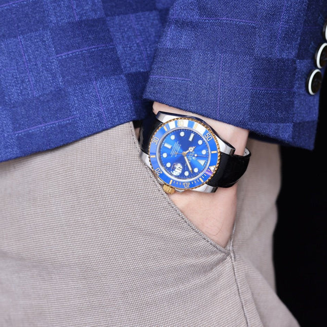 SUBMARINER DATE 40 STEEL CASE GOLD BLUE CERAMIC LEATHER