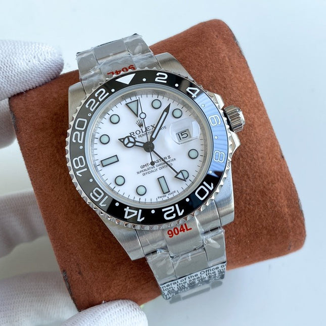 GMT-MASTER II CUSTOM CERAMIC BLACK BEZEL WHITE DIAL