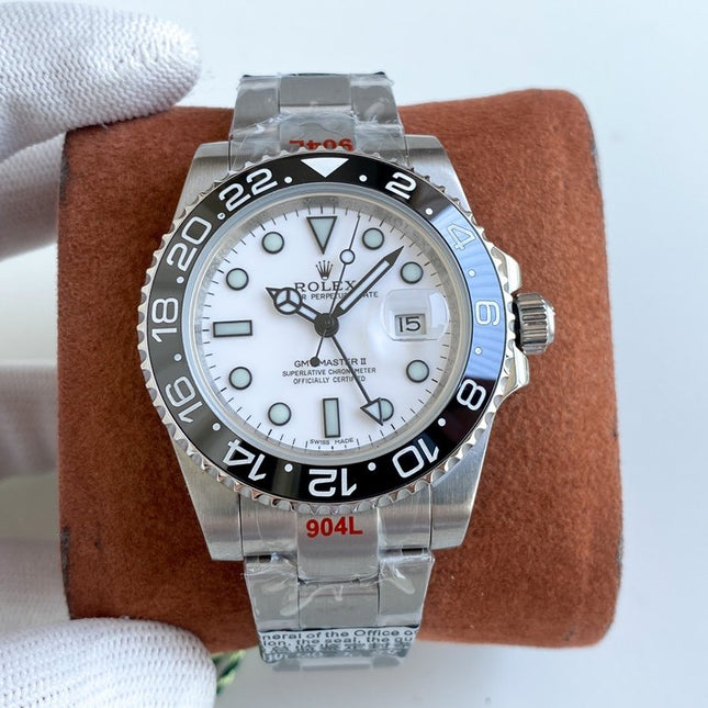GMT-MASTER II CUSTOM CERAMIC BLACK BEZEL WHITE DIAL