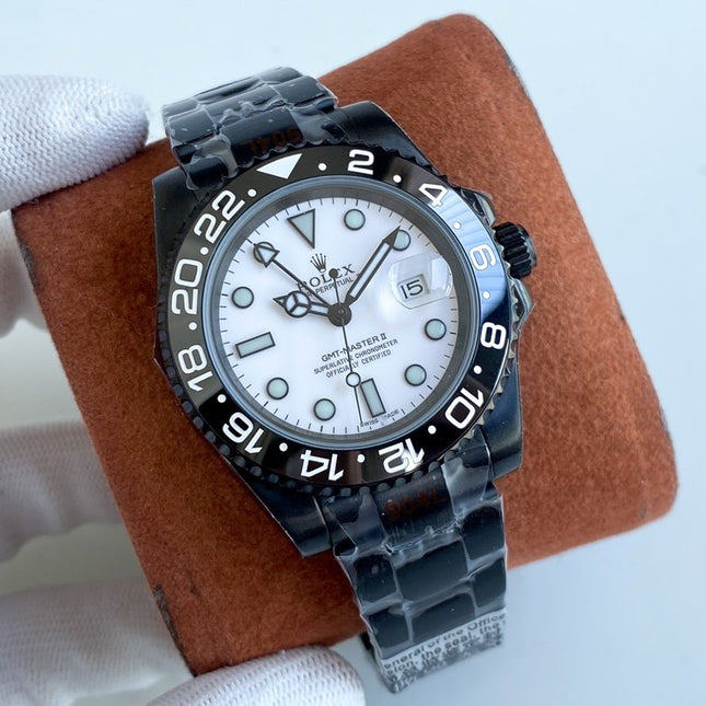 GMT-MASTER II CUSTOM ALL BLACK BEZEL WHITE DIAL