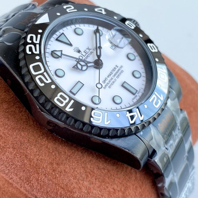 GMT-MASTER II CUSTOM ALL BLACK BEZEL WHITE DIAL