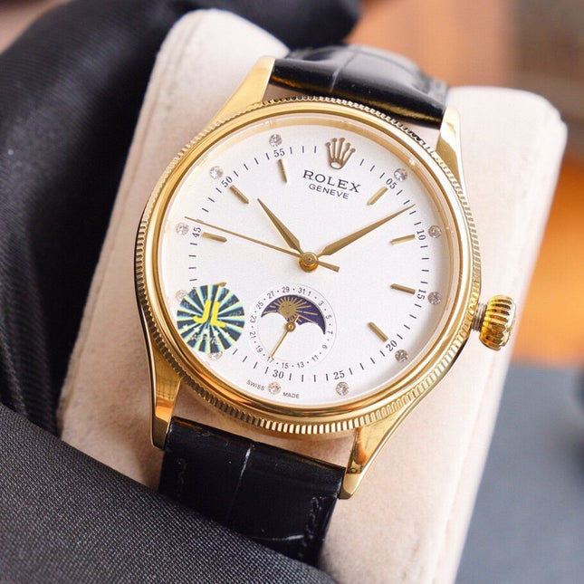 CELLINI 41 MOONPHASE GOLD CASE LEATHER